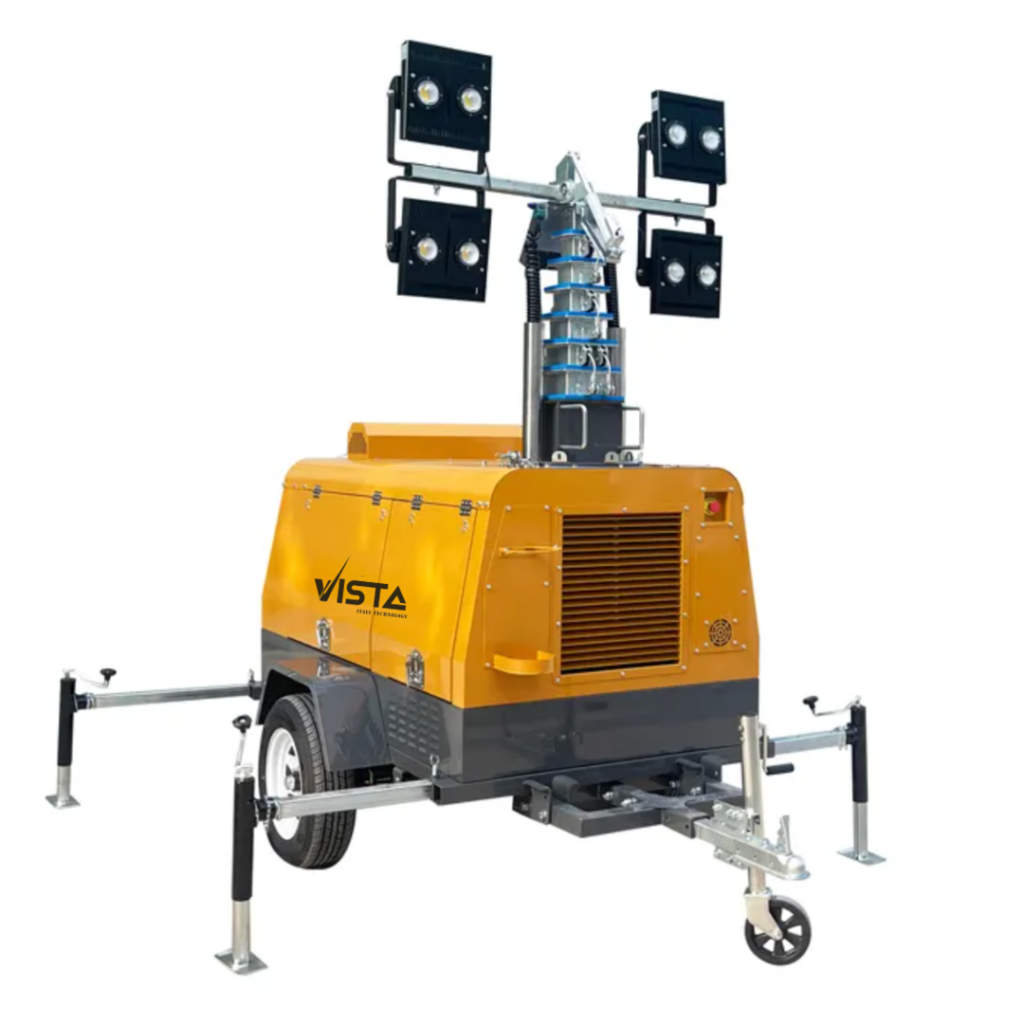 Tour d’éclairage mobile à levage hydraulique sur remorque – VISTA